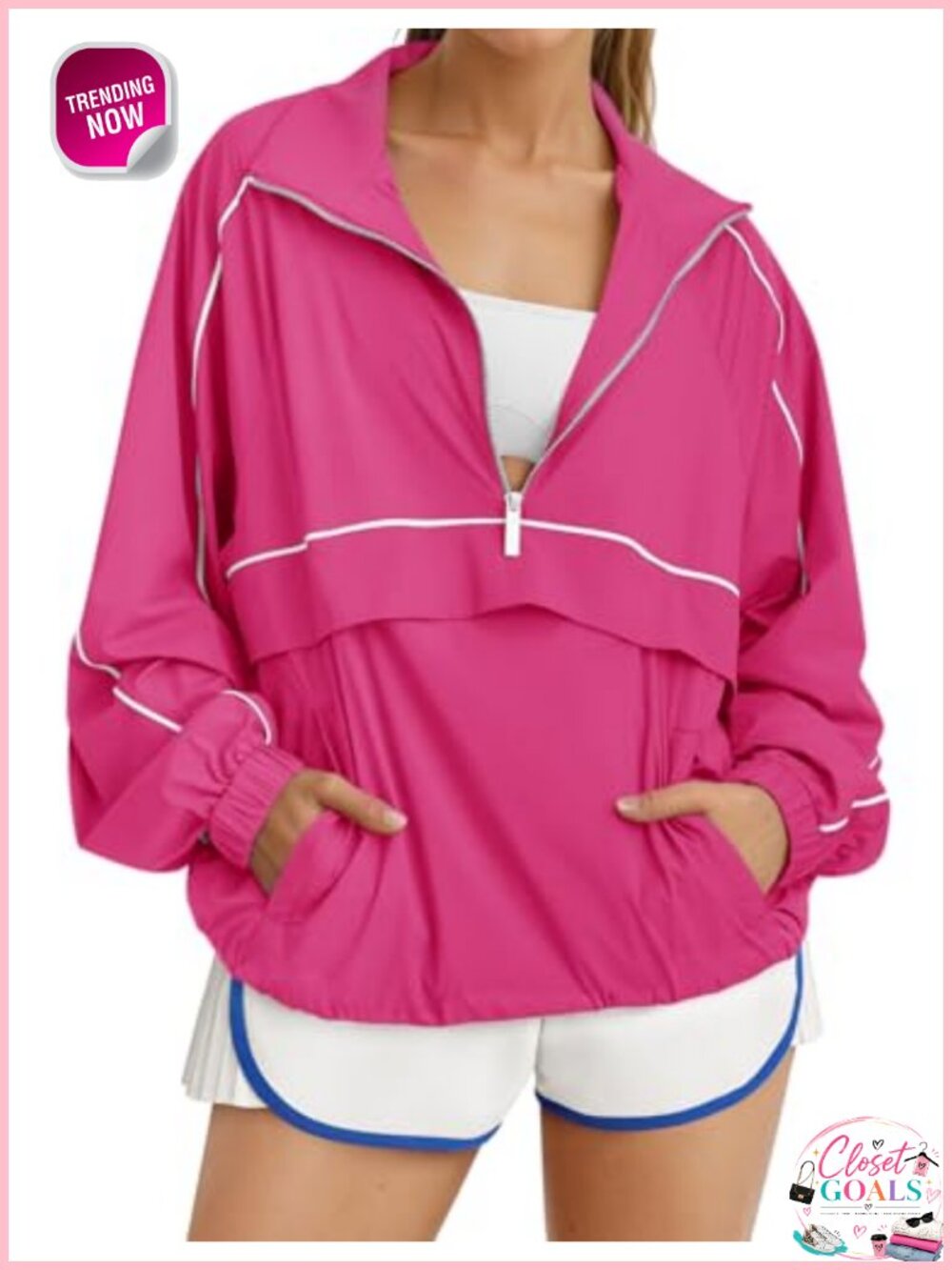UPF 50+ Quarter Zip Pullover Windbreaker Lightweight Running Jacket
